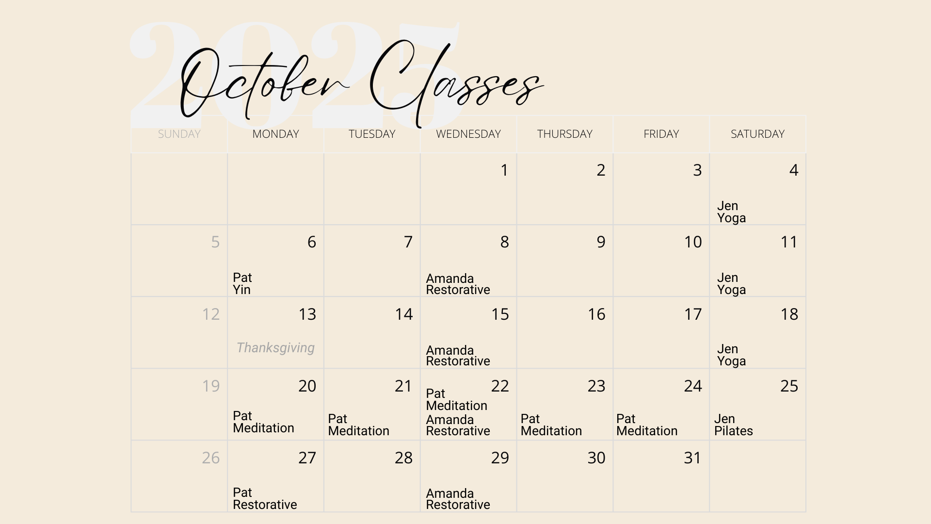October Calendar October Calendar